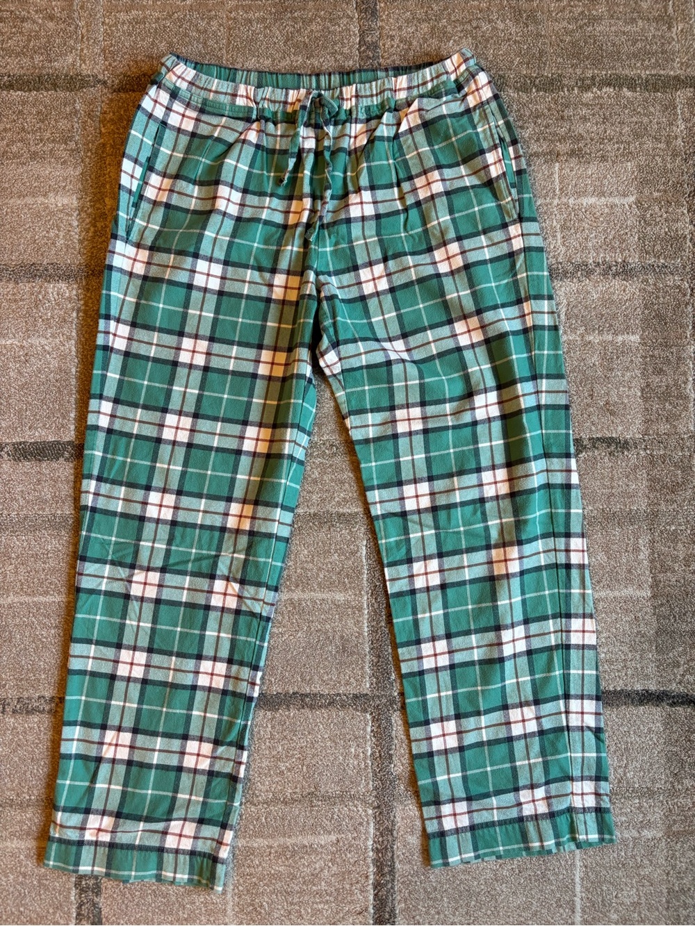 Hanna Andersson Flannel Pajamas PJs Harvest Green Flannel Plaid Medium Adult